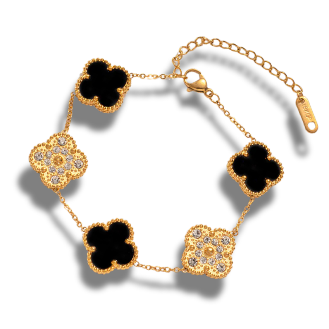 SERAYA – Zweifarbiges Cloverleaf-Armband, 18K vergoldet