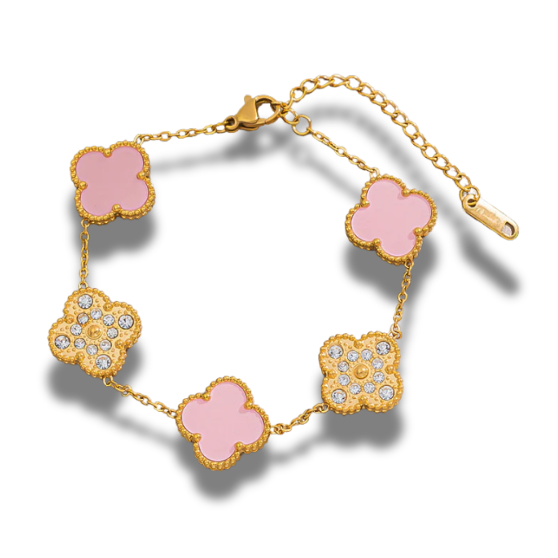 SERAYA – Zweifarbiges Cloverleaf-Armband, 18K vergoldet