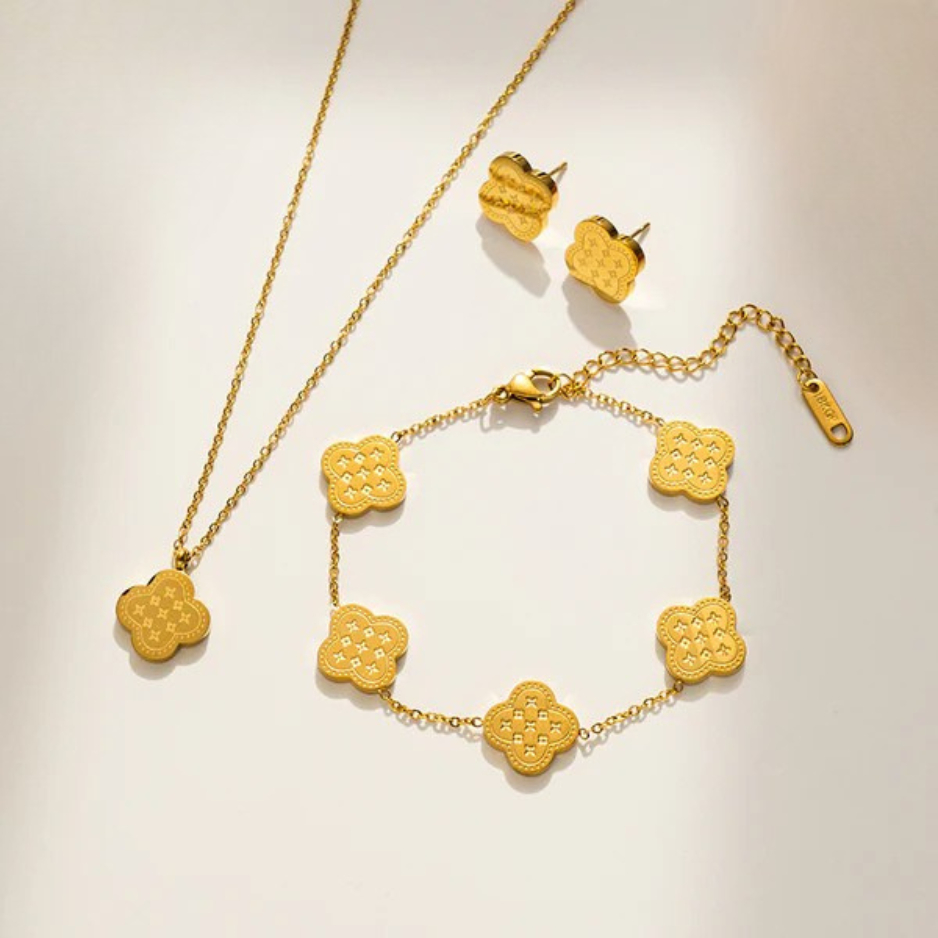 CELESTIA – Kleeblatt-Kette, 18K vergoldet