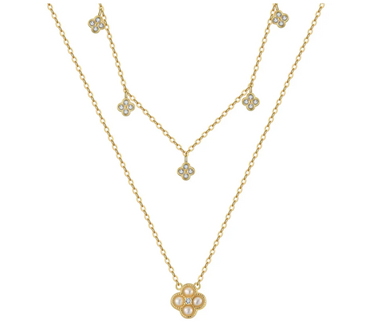 SERENA – Cloverleaf-Kette aus 925 Silber mit Süßwasserperlen